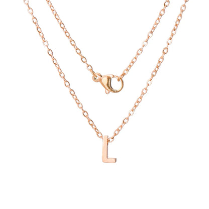 Stainless Steel Rose Gold Plated Simple Style Letter None Pendant Necklace