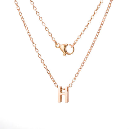 Stainless Steel Rose Gold Plated Simple Style Letter None Pendant Necklace