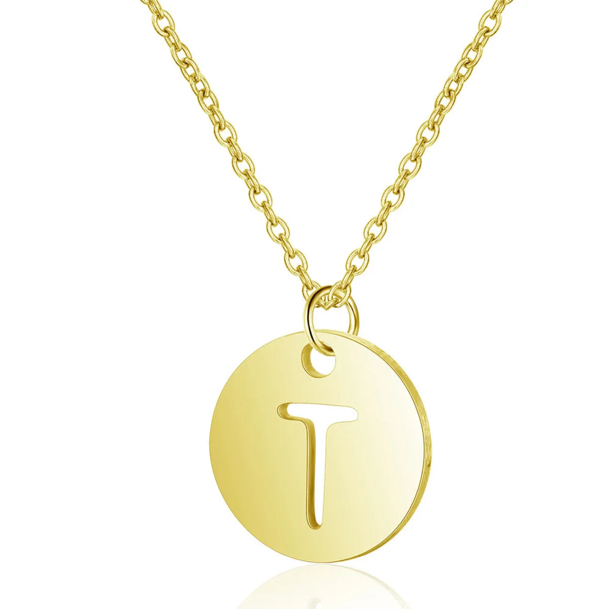 Simple Style Letter Stainless Steel Titanium Steel Plating Chain Gold Plated Pendant Necklace