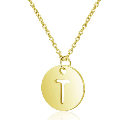 Simple Style Letter Stainless Steel Titanium Steel Plating Chain Gold Plated Pendant Necklace