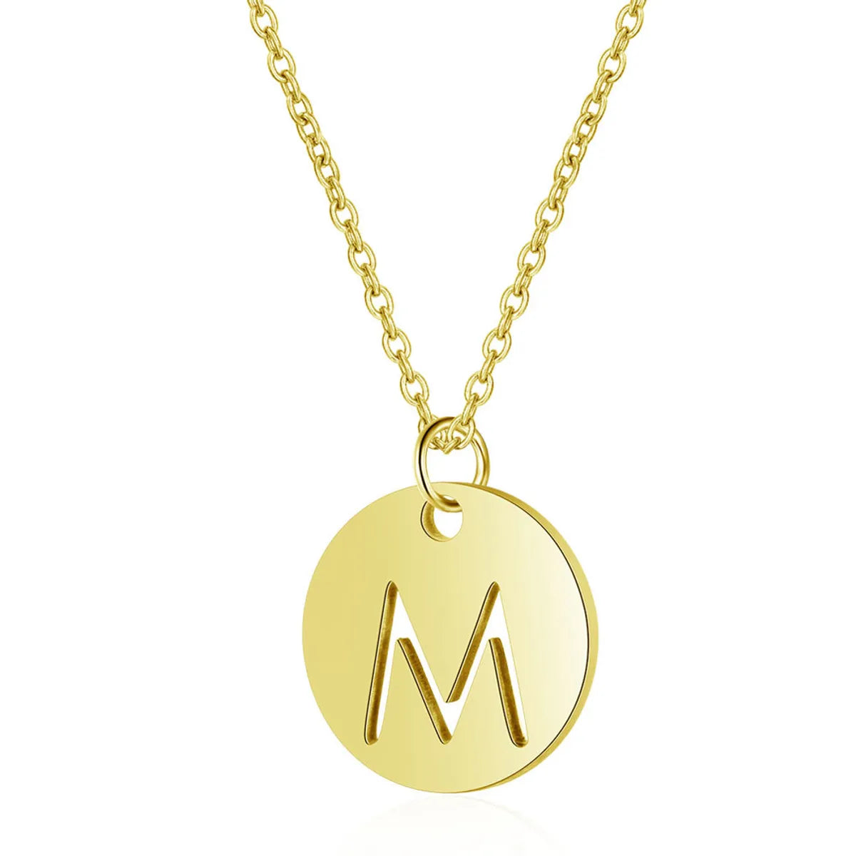 Simple Style Letter Stainless Steel Titanium Steel Plating Chain Gold Plated Pendant Necklace