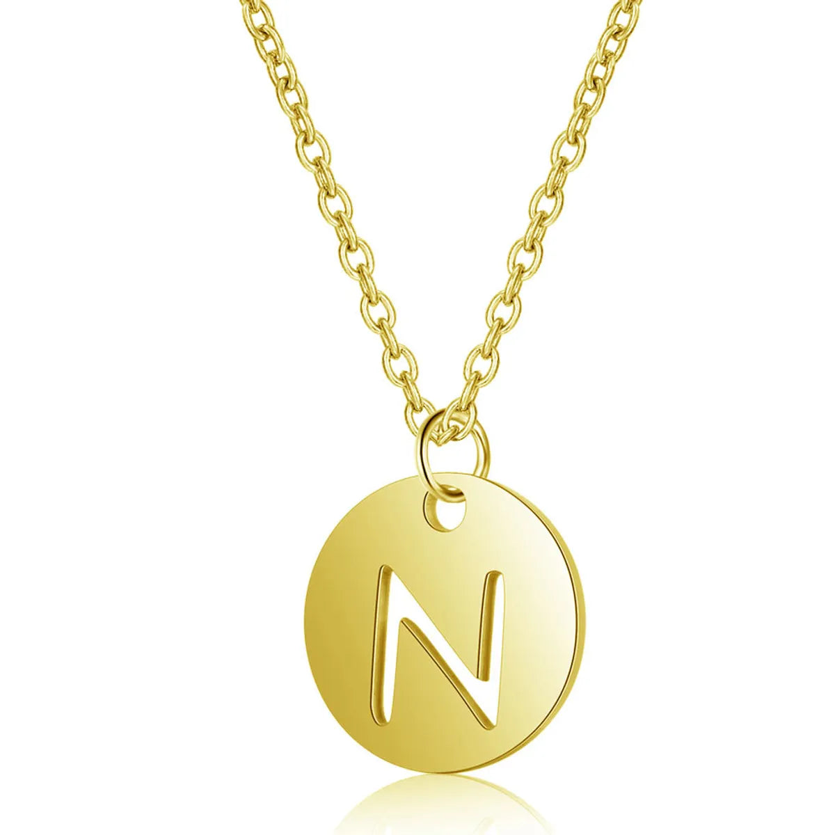 Simple Style Letter Stainless Steel Titanium Steel Plating Chain Gold Plated Pendant Necklace