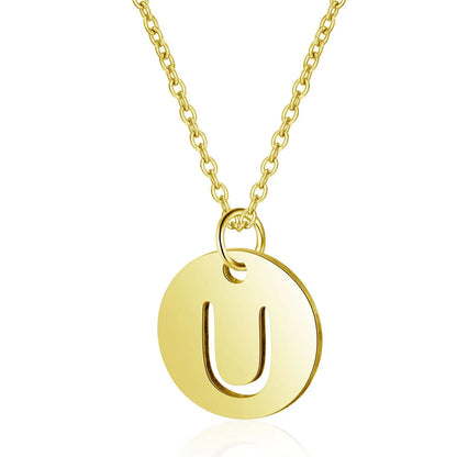 Simple Style Letter Stainless Steel Titanium Steel Plating Chain Gold Plated Pendant Necklace