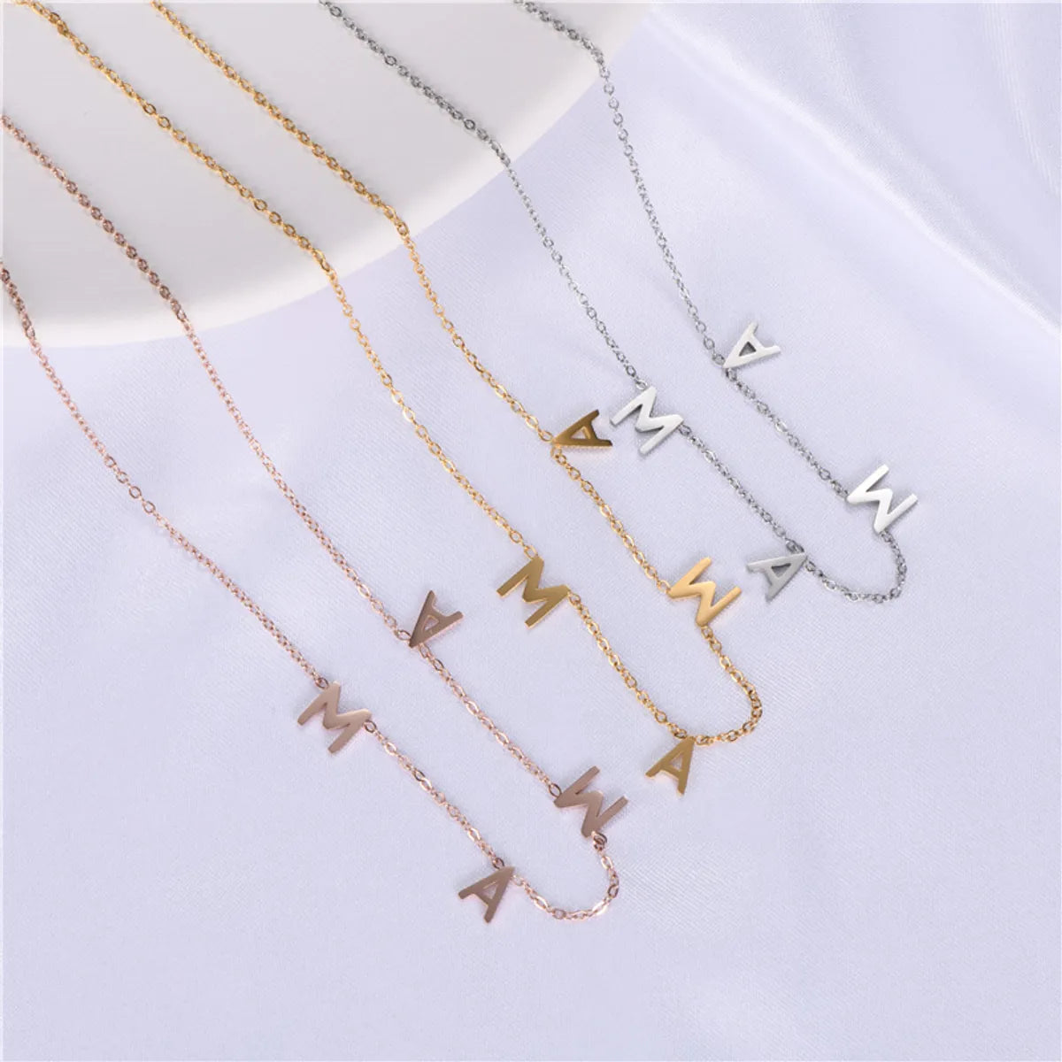 Simple Style Letter Stainless Steel Titanium Steel Plating Necklace