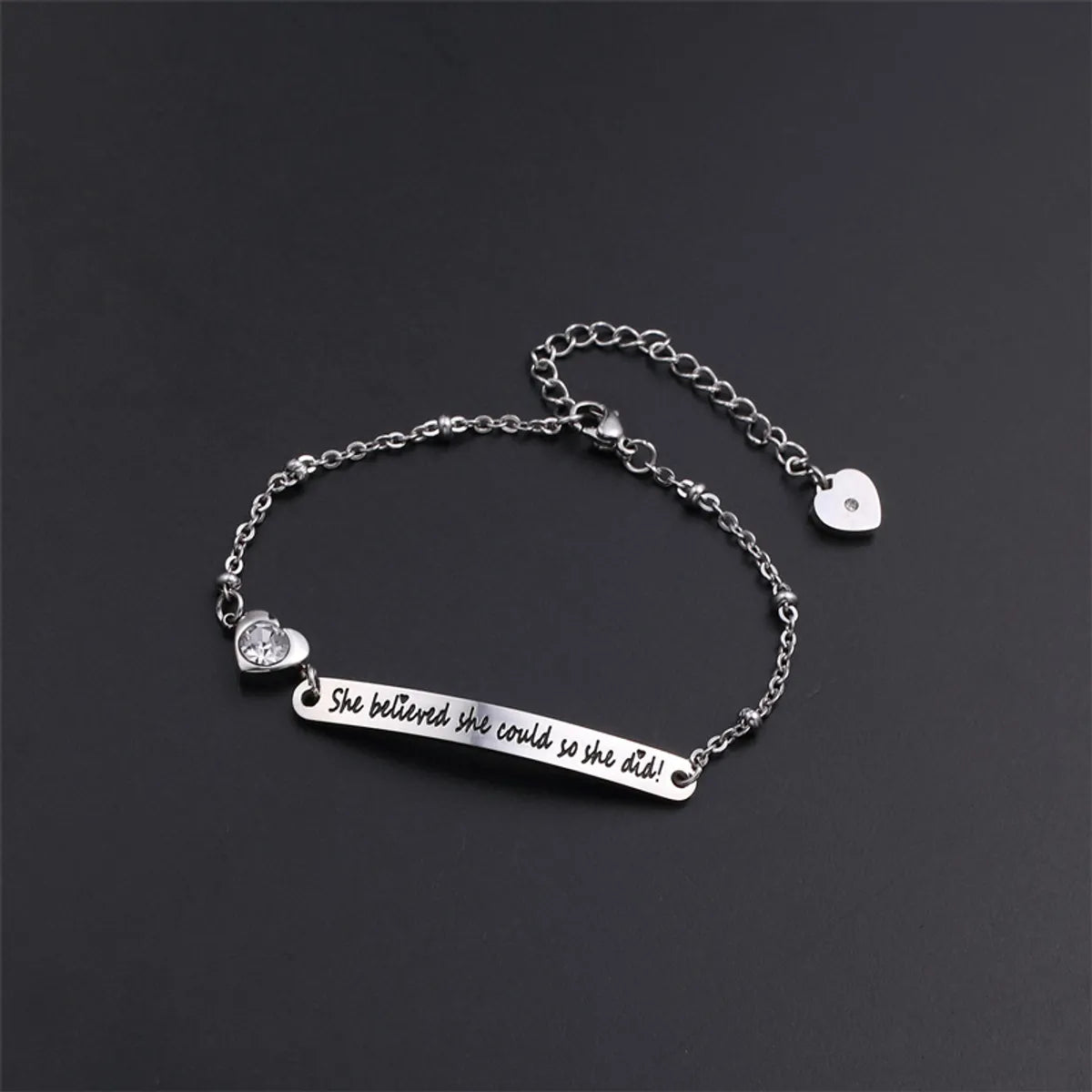 Simple Style Letter Stainless Steel Titanium Steel Polishing Plating Inlay Rose Gold Plated Bangle