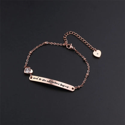 Simple Style Letter Stainless Steel Titanium Steel Polishing Plating Inlay Rose Gold Plated Bangle