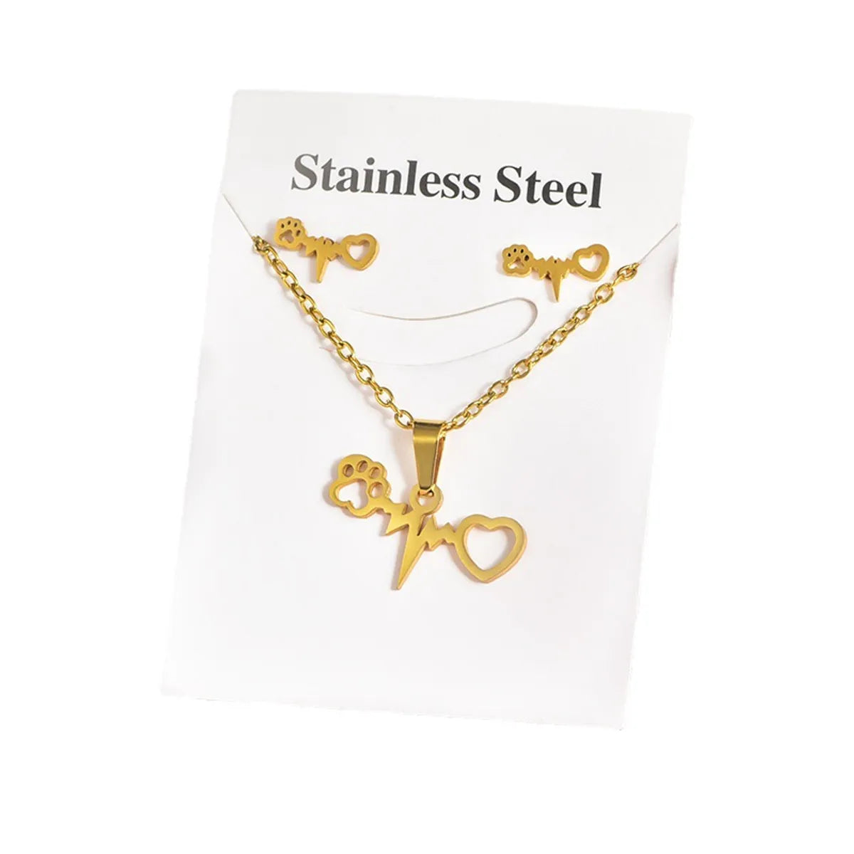 Simple Style Letter Star Heart Shape Titanium Steel Women's Earrings Necklace 1 Set