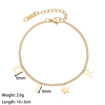 Simple Style Letter Star Titanium Steel Bracelets Plating Stainless Steel Bracelets