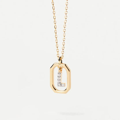 Simple Style Letter Sterling Silver Plating Inlay Zircon 18k Gold Plated Pendant Necklace