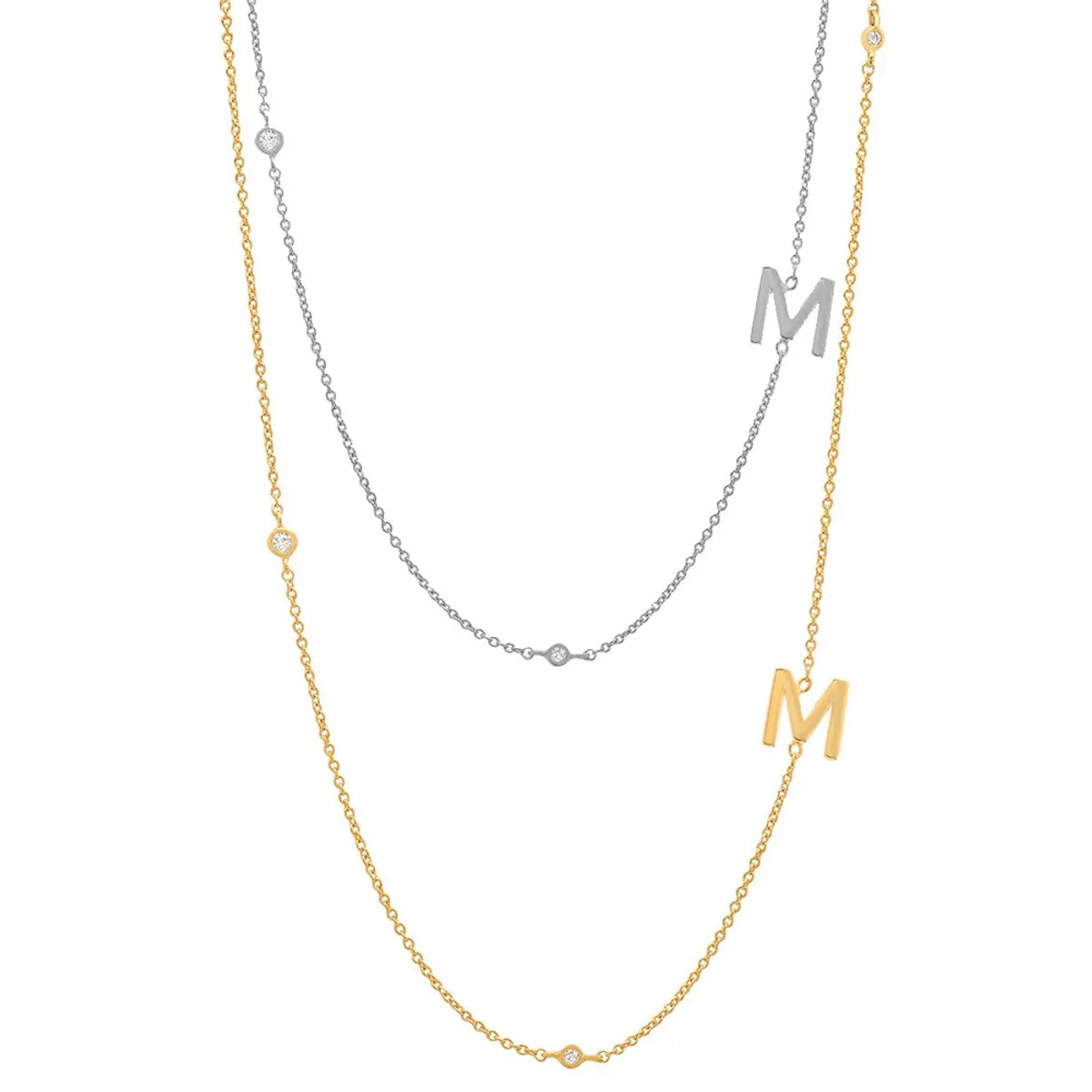 Simple Style Letter Sterling Silver Plating White Gold Plated Necklace