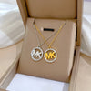 Simple Style Letter Titanium Steel Inlay Zircon Necklace