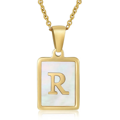 Titanium Steel 18K Gold Plated Simple Style Plating Letter Acrylic Necklace