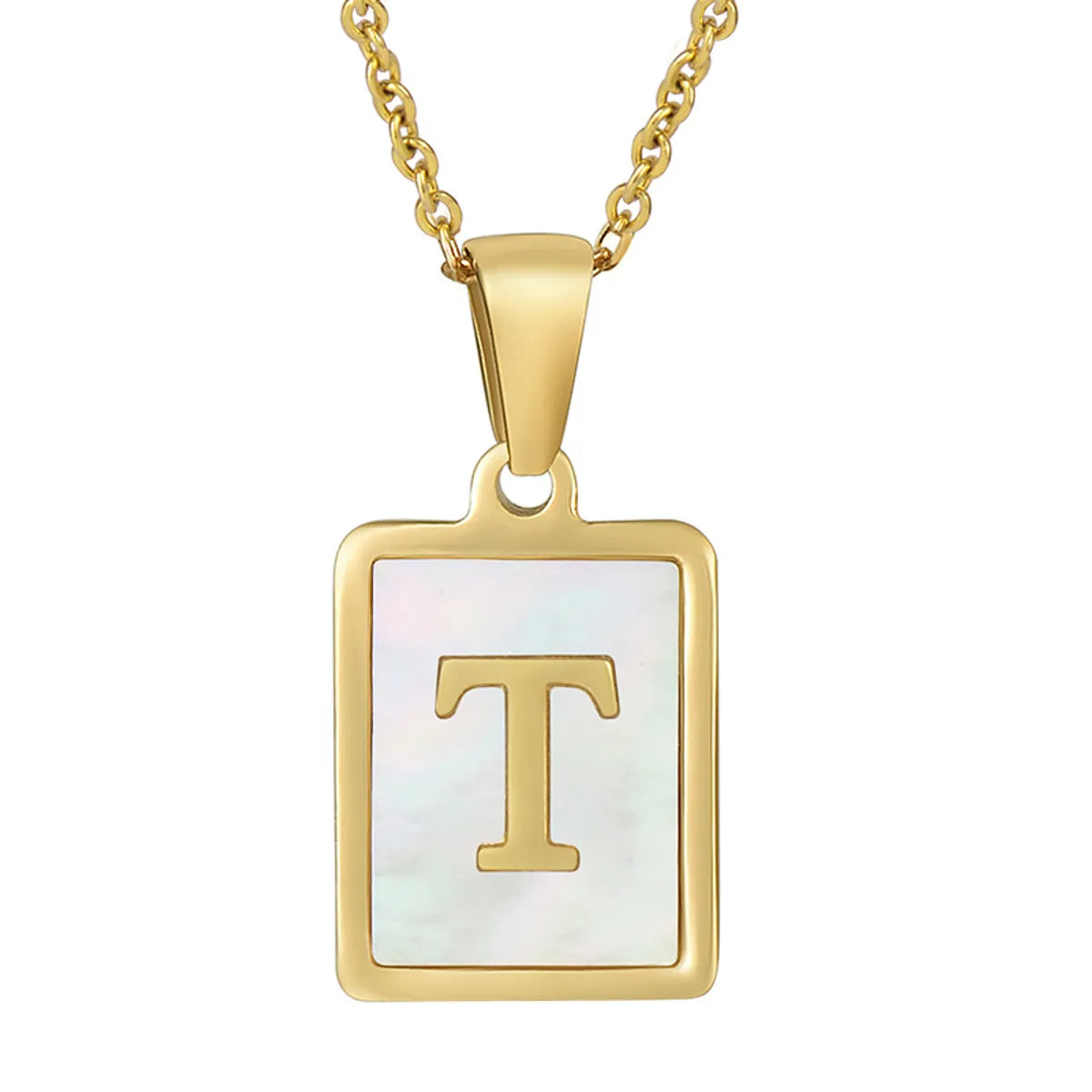 Titanium Steel 18K Gold Plated Simple Style Plating Letter Acrylic Necklace