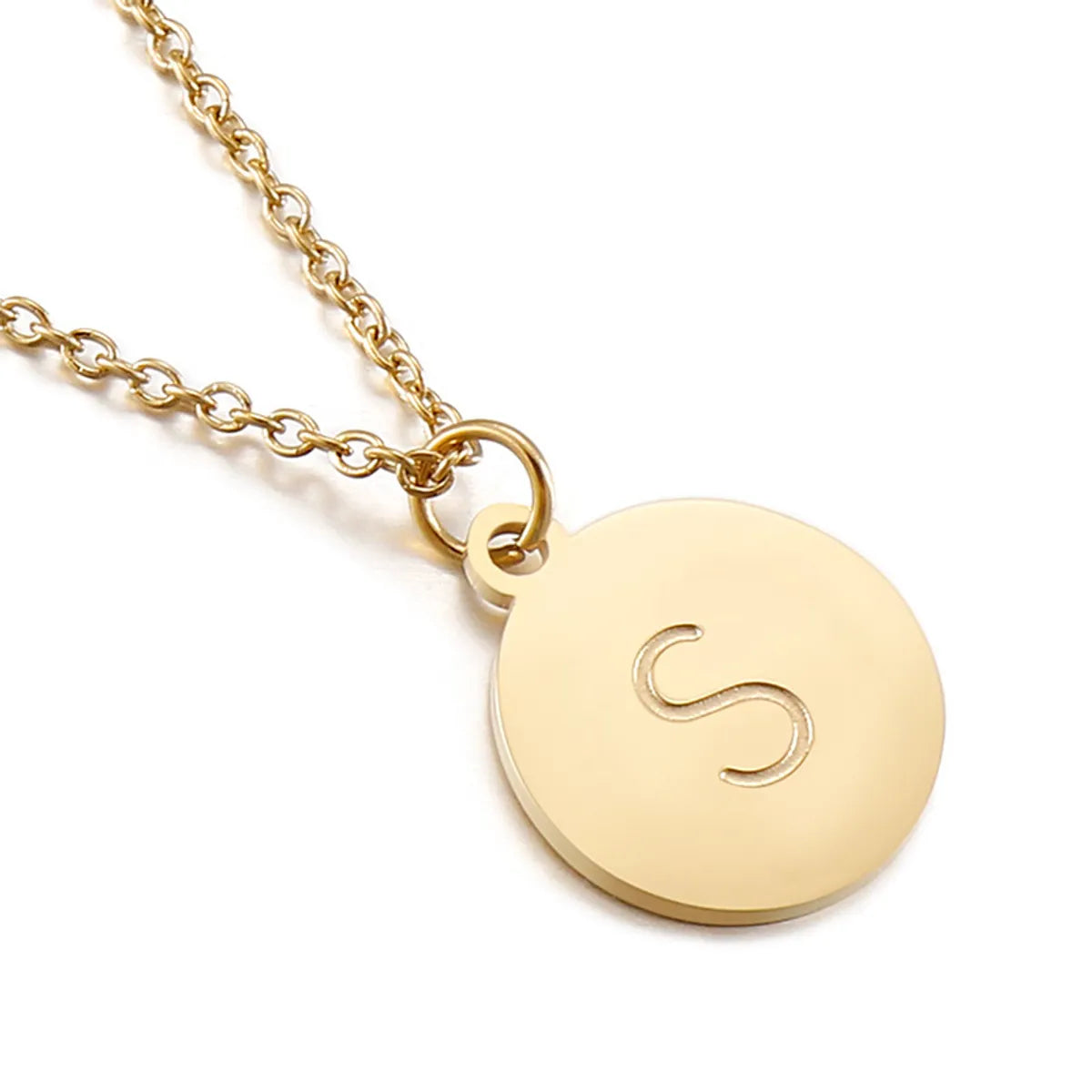 Titanium Steel 18K Gold Plated Simple Style Plating Letter Necklace