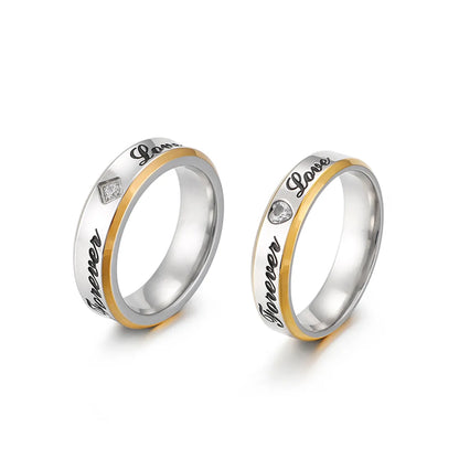 Simple Style Letter Titanium Steel Rings