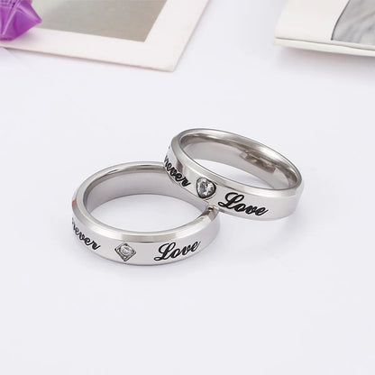 Simple Style Letter Titanium Steel Rings