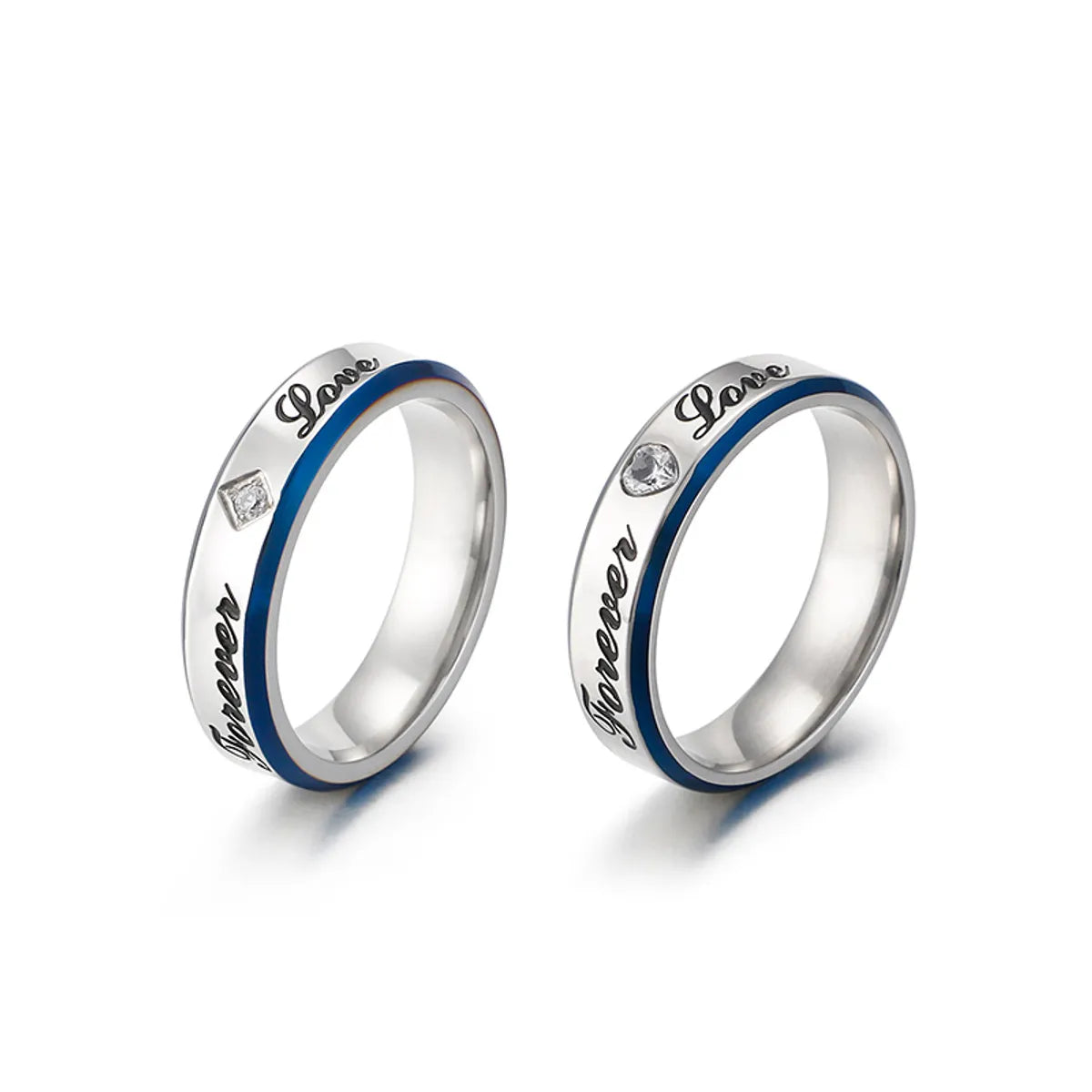 Simple Style Letter Titanium Steel Rings