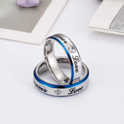 Simple Style Letter Titanium Steel Rings