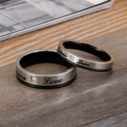 Simple Style Letter Titanium Steel Rings