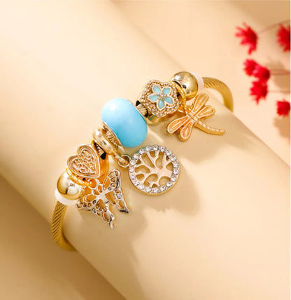 Simple Style Life Tree Butterfly Alloy Steel Wholesale Bangle