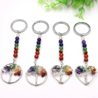 Simple Style Life Tree Natural Stone Unisex Bag Pendant Keychain