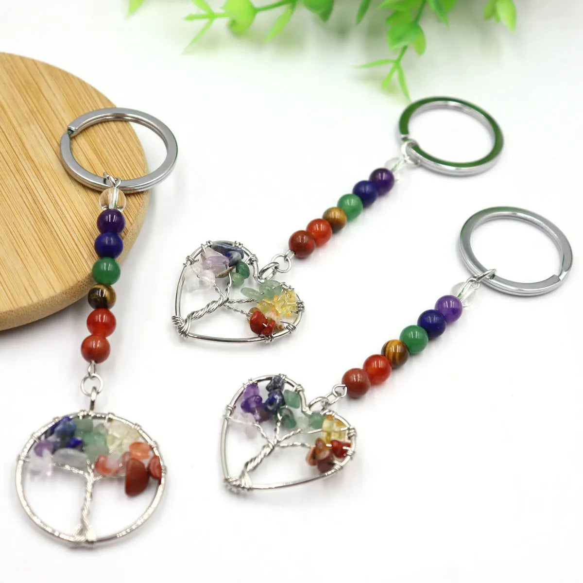 Simple Style Life Tree Natural Stone Unisex Bag Pendant Keychain