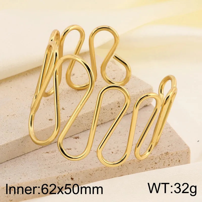 Simple Style Lines 304 Stainless Steel 18K Gold Plated Bangle In Bulk