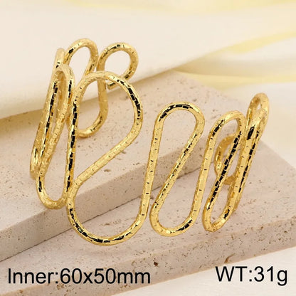 Simple Style Lines 304 Stainless Steel 18K Gold Plated Bangle In Bulk