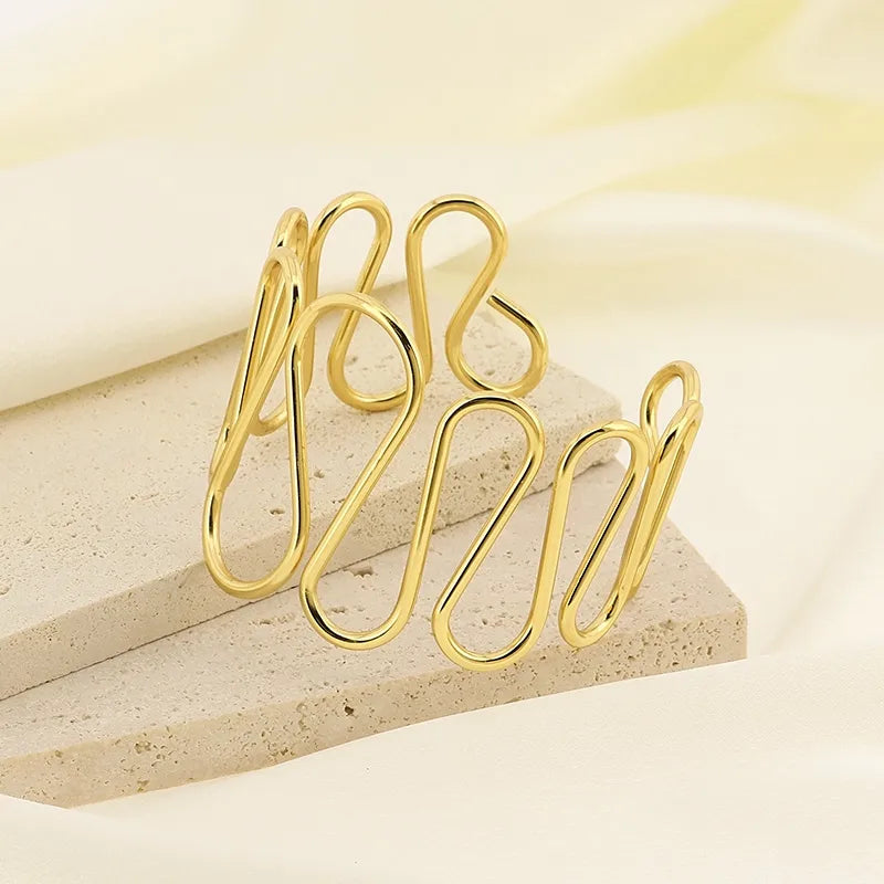 Simple Style Lines 304 Stainless Steel 18K Gold Plated Bangle In Bulk