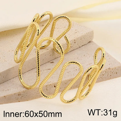 Simple Style Lines 304 Stainless Steel 18K Gold Plated Bangle In Bulk