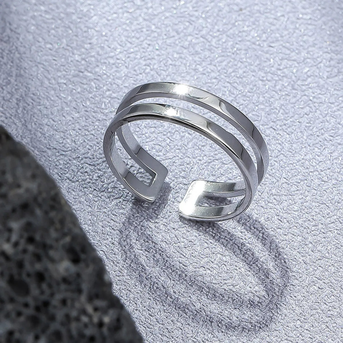 Simple Style Lines Stainless Steel Metal Men'S Open Rings