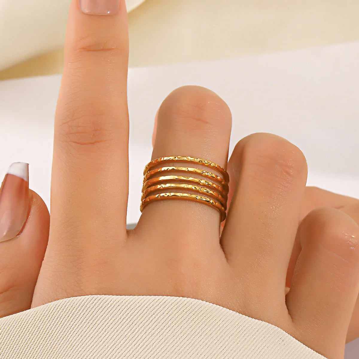 Simple Style Lines Stainless Steel Plating 18k Gold Plated Open Rings