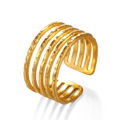 Simple Style Lines Stainless Steel Plating 18k Gold Plated Open Rings