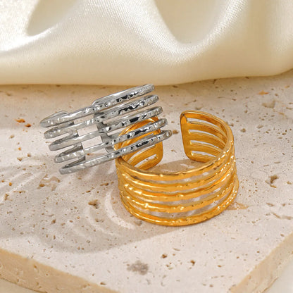 Simple Style Lines Stainless Steel Plating 18k Gold Plated Open Rings