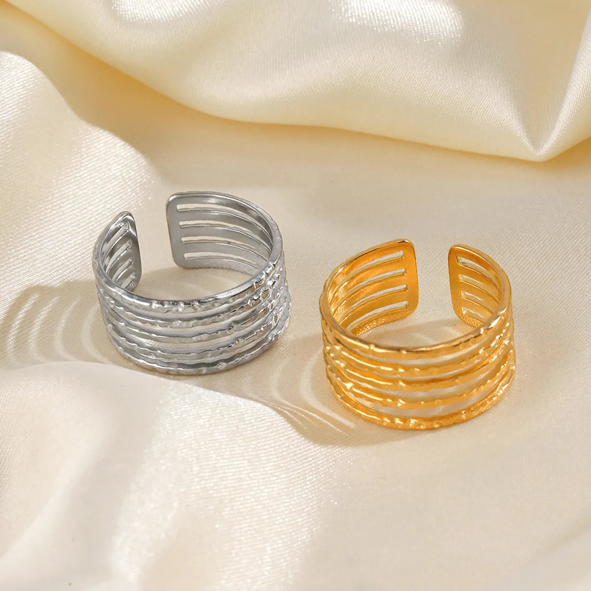 Simple Style Lines Stainless Steel Plating 18k Gold Plated Open Rings