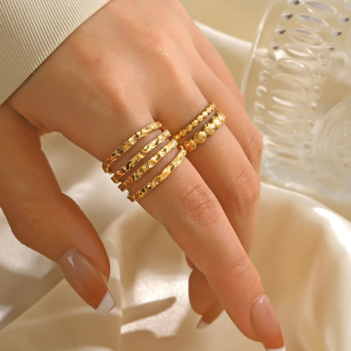 Simple Style Lines Stainless Steel Plating 18k Gold Plated Open Rings