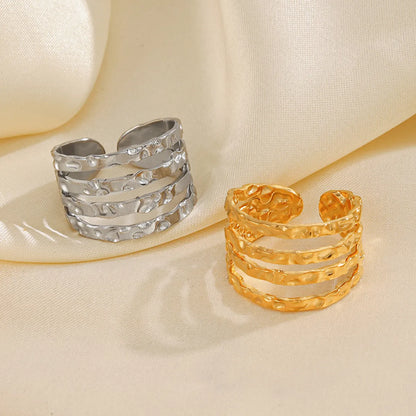 Simple Style Lines Stainless Steel Plating 18k Gold Plated Open Rings