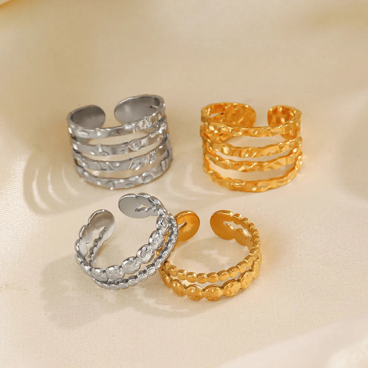 Simple Style Lines Stainless Steel Plating 18k Gold Plated Open Rings