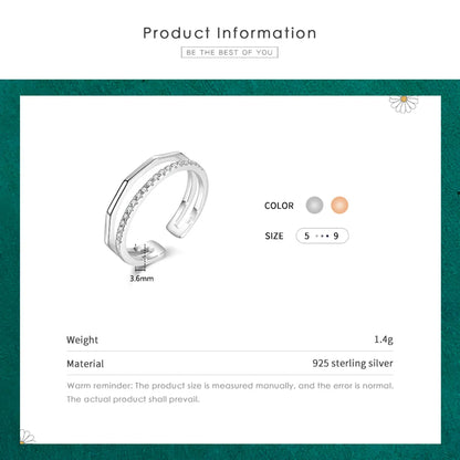 Simple Style Lines Sterling Silver Plating Inlay Zircon Rose Gold Plated Rhodium Plated Open Ring