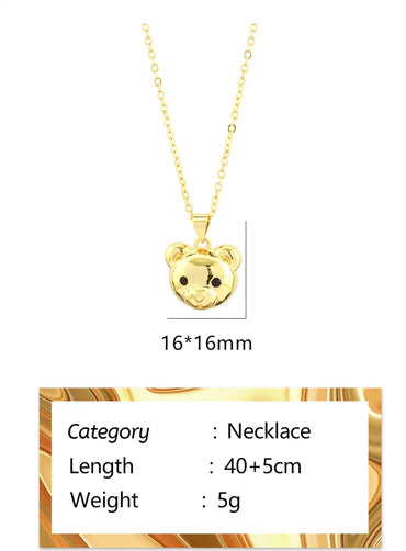 Simple Style Little Bear Copper 18k Gold Plated Pendant Necklace In Bulk