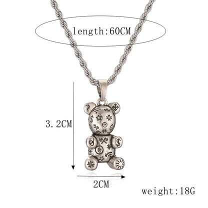 Simple Style Little Bear Stainless Steel Copper Plating Inlay Zircon Pendant Necklace