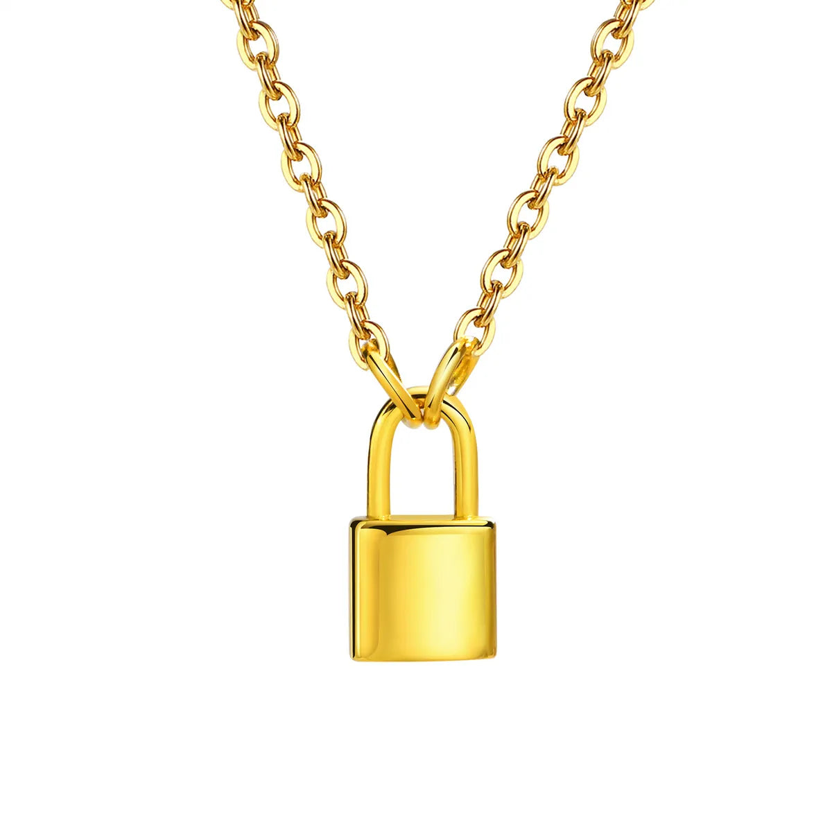 Simple Style Lock Stainless Steel Necklace Plating Stainless Steel Necklaces