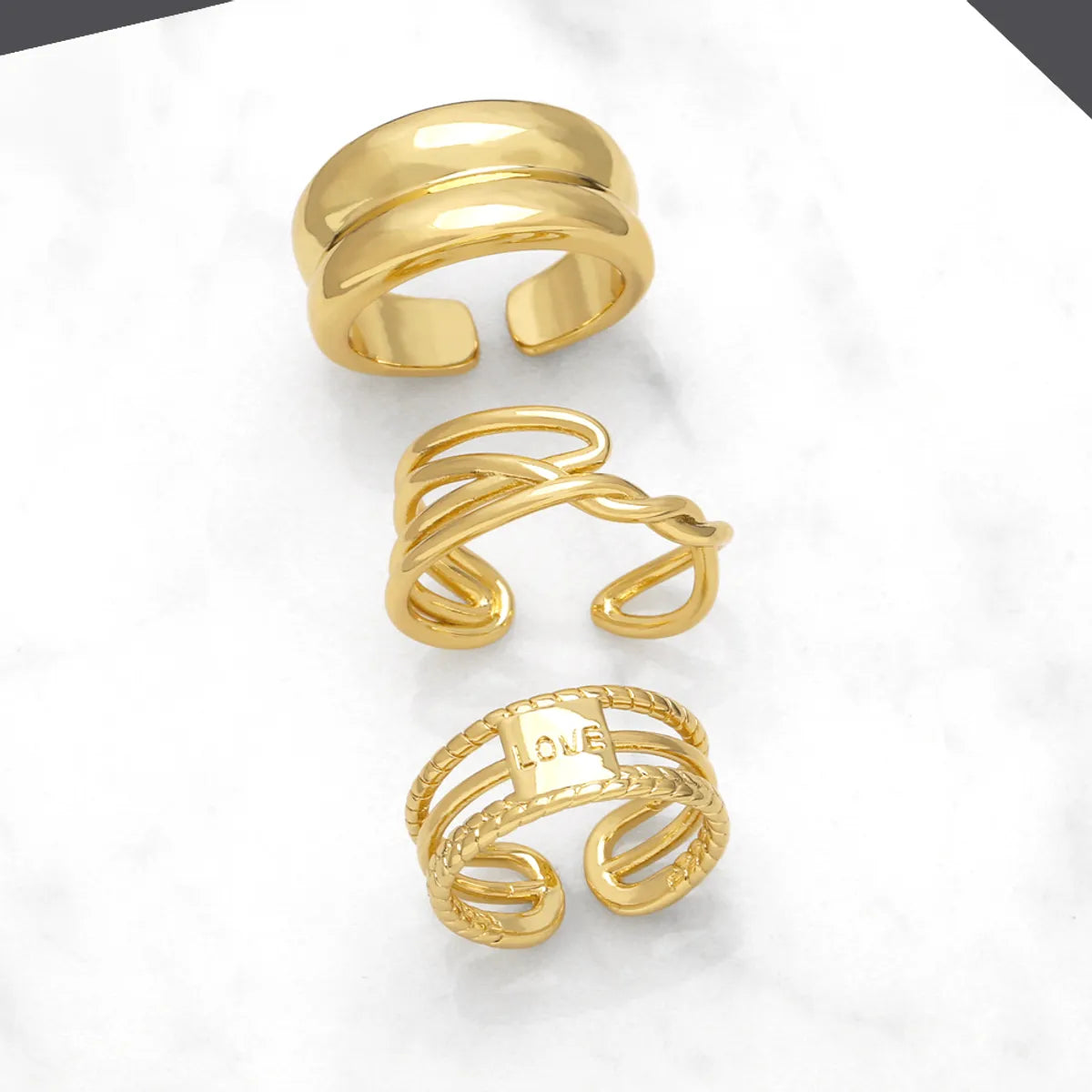 Simple Style Love Copper Plating 18k Gold Plated Open Rings