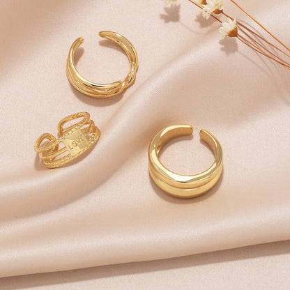 Simple Style Love Copper Plating 18k Gold Plated Open Rings