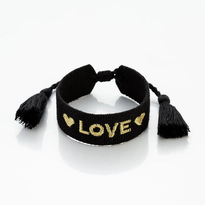 Simple Style Love Letter Polyester Knitting Women'S Bracelets