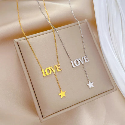 Simple Style Love Star Titanium Steel Plating Necklace