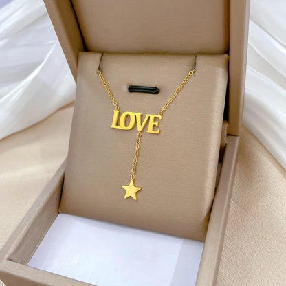 Simple Style Love Star Titanium Steel Plating Necklace