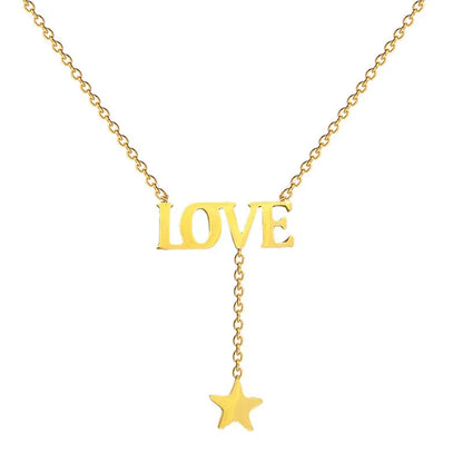 Simple Style Love Star Titanium Steel Plating Necklace