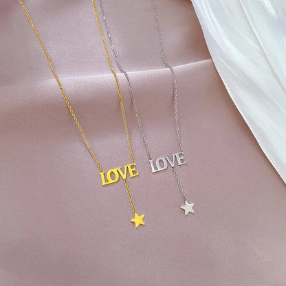 Simple Style Love Star Titanium Steel Plating Necklace