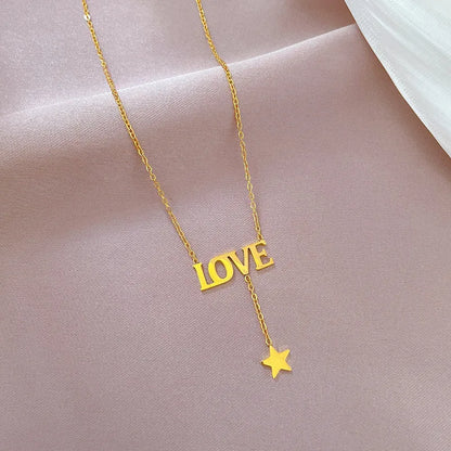 Simple Style Love Star Titanium Steel Plating Necklace